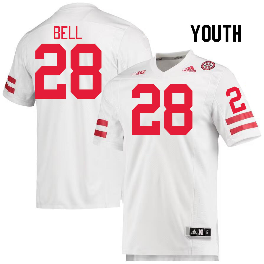 Youth #28 Demitrius Bell Nebraska Cornhuskers College Football Jerseys Stitched Sale-White - Click Image to Close